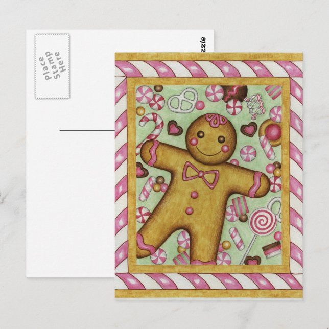 Postal Grande Cartão de Natal de Pão de Mel (Frente/Verso)