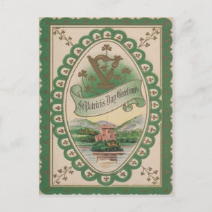 Postal Harp Vintage De Erin Cartão do Dia de São Patrício