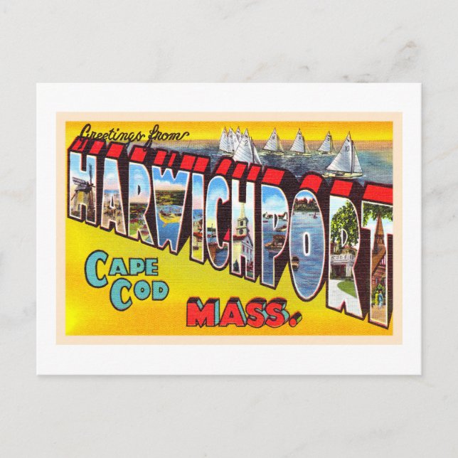 Postal Harwichport Cape Cod Massachusetts MA Velho Cartão (Frente)