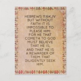 Postal Hebreus 11:6 KJV Cartão de Memorização de Versícul