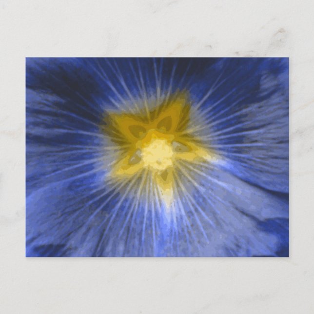 Postal Hollyhock Fllower BeauBonito Cartão Azul (Frente)