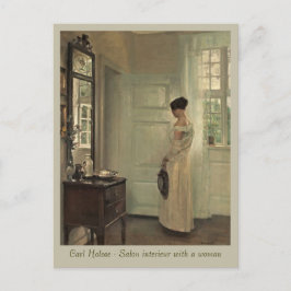 Postal Holsøe Salon interieur com a mulher CC0571 Cartão