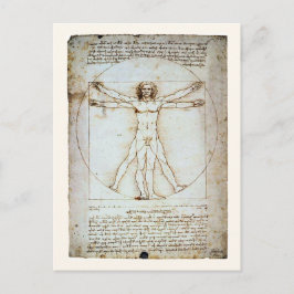 Postal Homem Vitruviano, c 1490, Leonardo da Vinci Cartão