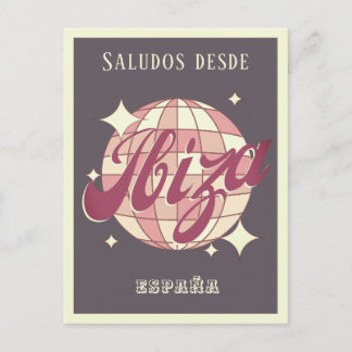 Postal Ibiza España retro vintage partido púrpura Cartão
