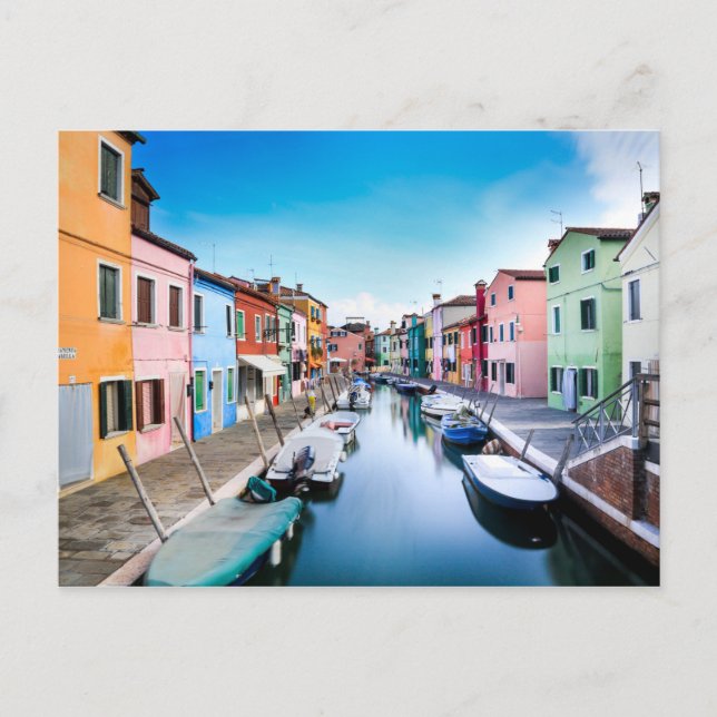 Postal Ilha Pitoresca de Burano Veneza Itália Cartão Post (Frente)