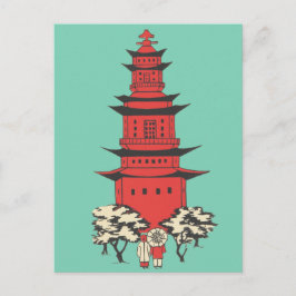 Postal Ilustração do vintage de um cartão chinês do