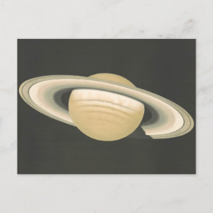 Postal Ilustração Vintage da Astronomia de Saturno Cartão
