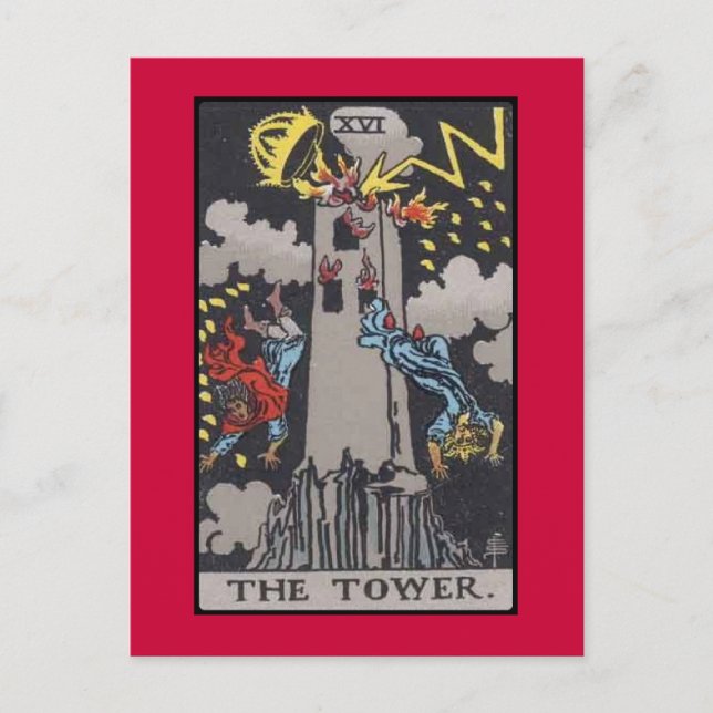 Postal Imagem de cartão de Tarot da torre (Frente)
