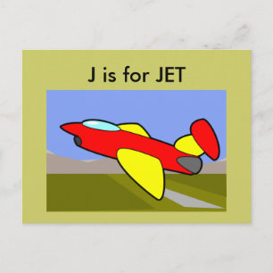 Postal "J" é para o cartão de flash alfabeto jet
