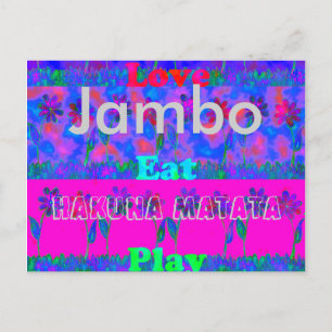 Postal Jambo Hakuna Matata Amor Comer Brincar Cartão Post