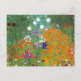Postal Jardim de Flores por Gustav Klimt Flor Cartão Post
