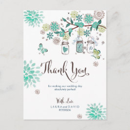 Postal Jarras Mason Casamento no Jardim | Cartão de Agrad