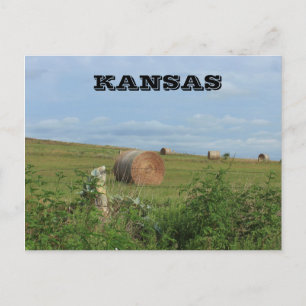 Postal Kansas Country Hay Bale num cartão de Posto de cam