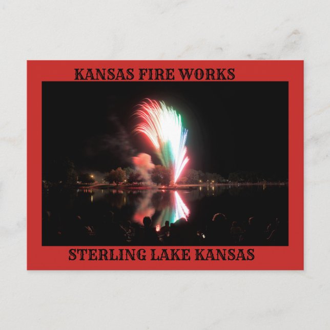 Postal Kansas Fire Works no Cartão de Posto Noturno (Frente)