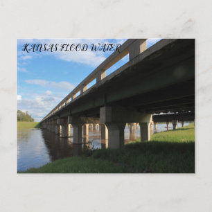 Postal Kansas Flood water sob um Cartão de Posto de Ponte