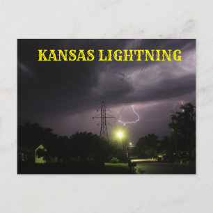 Postal Kansas Lightning sobre o Cartão de Posto de Hutchi