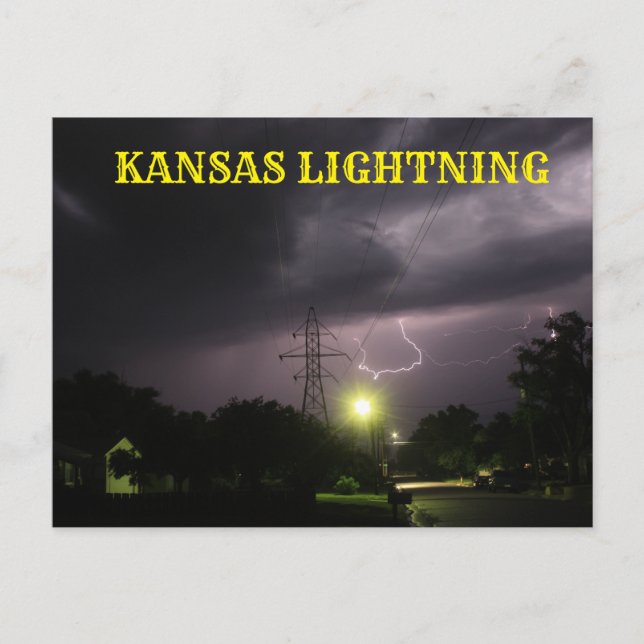 Postal Kansas Lightning sobre o Cartão de Posto de Hutchi (Frente)
