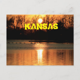 Postal Kansas Sunset com cartão de POSTO de Reflexão