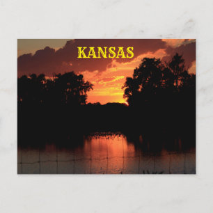 Postal Kansas Sunset com Silhouettes, Cartão de Posto