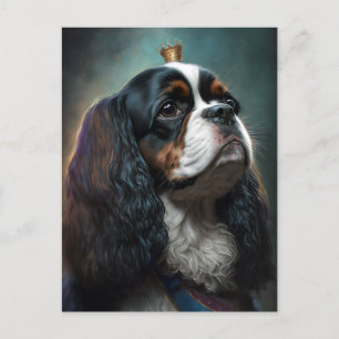 Postal King Charles Cavalier Spaniel c/ Coroa Cartão Post