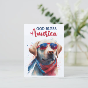 Postal Labrador Retriever, Deus Abençoe a América Cartão 