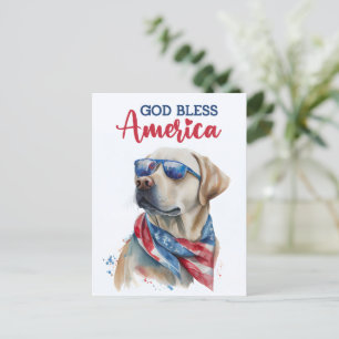 Postal Labrador Retriever, Deus Abençoe a América Cartão 