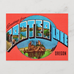 Postal Lago Crater Oregon Cartão de Boas-Vindas Vintage