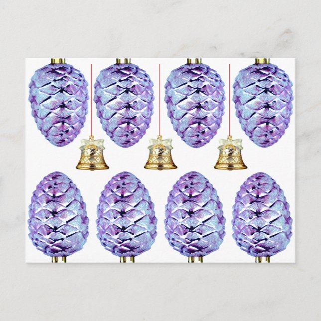 Postal Lavanda Pinecones e Bells - Cartão de Saudação (Frente)
