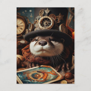 Postal Leitor de Cartão Fantasy Otter Steampunk Tarot