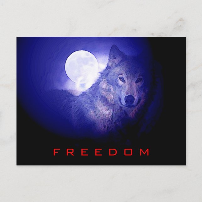 Postal Liberdade - Cartão Livre de Lobo e Lua (Frente)