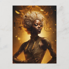 Postal Linda Mulher no Cartão Dourado