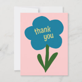 Postal Lindo cartão de agradecimento moderno com flor azu