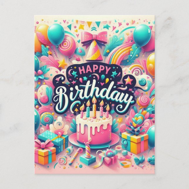 Postal Lindo cartão de aniversário (Frente)