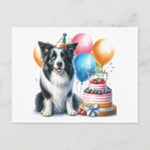 Postal Lindo cartão de aniversário Border Collie