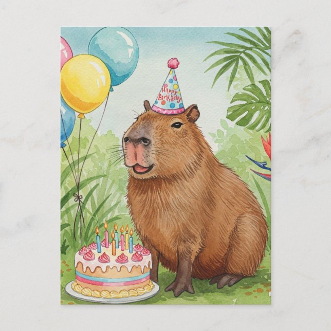 Postal Lindo cartão de aniversário do capivara (Frente)
