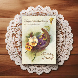 Postal Lindo Cartão de Boas Festas de Aniversário Antigo 
