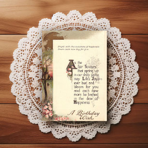 Postal Lindo Cartão de Boas Festas de Aniversário Vintage