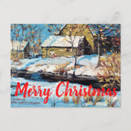 Postal Lindo cartão de Natal com imagem de neve de invern