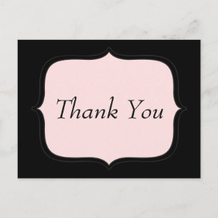 Postal Lindo Cartão de Obrigado Rosa e Preto