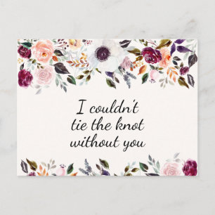 Postal Lindo Cartão de Proposta de Damas de Honra Floral 