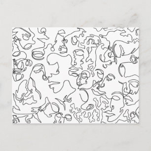 Postal Linha cartão da arte com caras