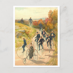 Postal Lithógrafo Vintage do Grupo de Ciclismo Cartão Pos