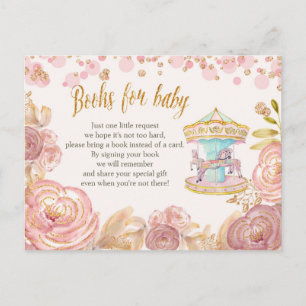 Postal Livros cor-de-rosa de folga para cartão de bebê