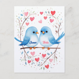 Postal Lovebird Love: Cartão de Dia de os namorados Perso