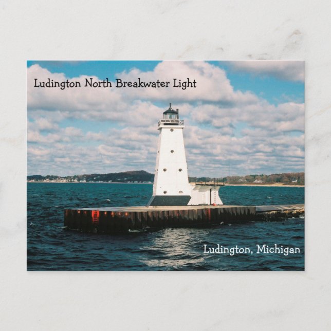 Postal Ludington North Breakwater Cartão de posto leve (Frente)