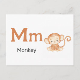 Postal M é para macaco - Cartão Flash Alfabet