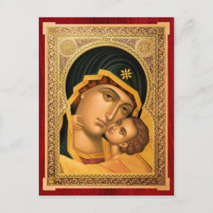 Postal Mãe de Deus Glykophilousa – Cartão de Ícone