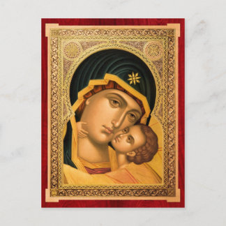 Postal Mãe de Deus Glykophilousa – Cartão de Ícone