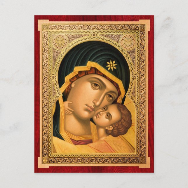 Postal Mãe de Deus Glykophilousa – Cartão de Ícone (Frente)