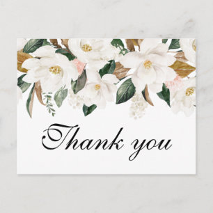 Postal MAGNÓLIA FLORAL   Obrigado cartão de casamento